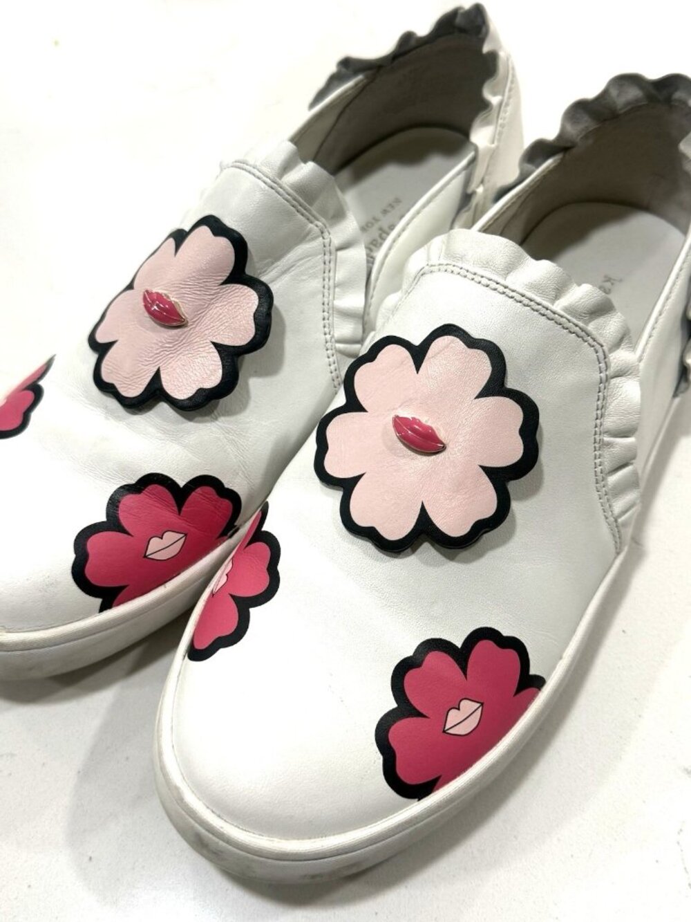 Kate Spade New York Lima White Leather Slip On Shoes Loafers Women Size 8M